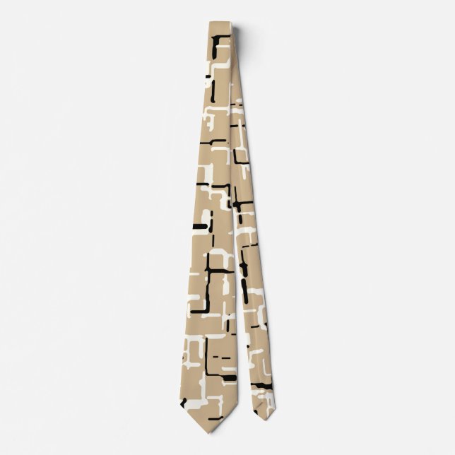 Taupe Beige Black White Abstrakt Mönster Slips (Framsida)