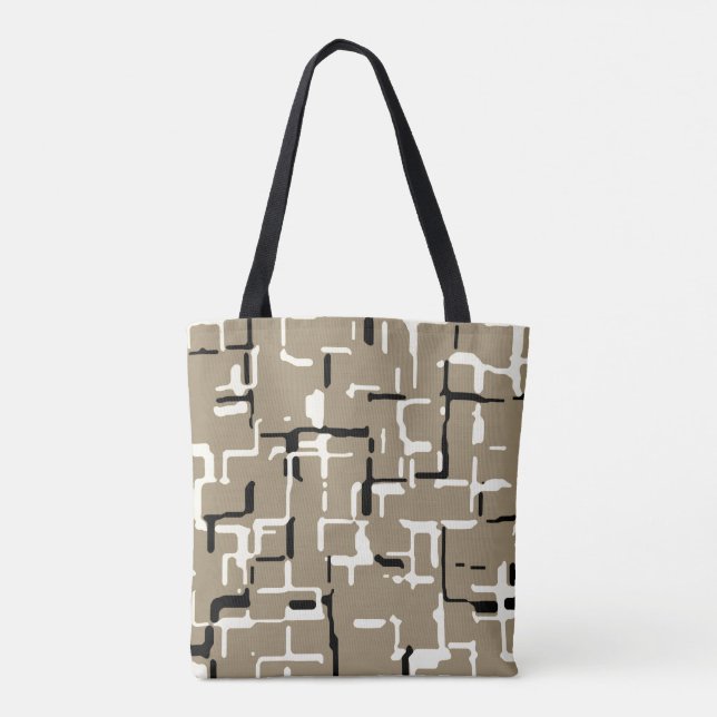 Taupe Beige Black White Tygkasse (Baksida)