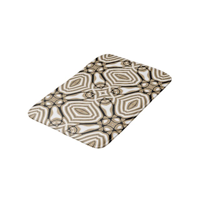 Taupe Beige Brown Black White Orient Art Mönster Badrumsmatta (Vinklad)