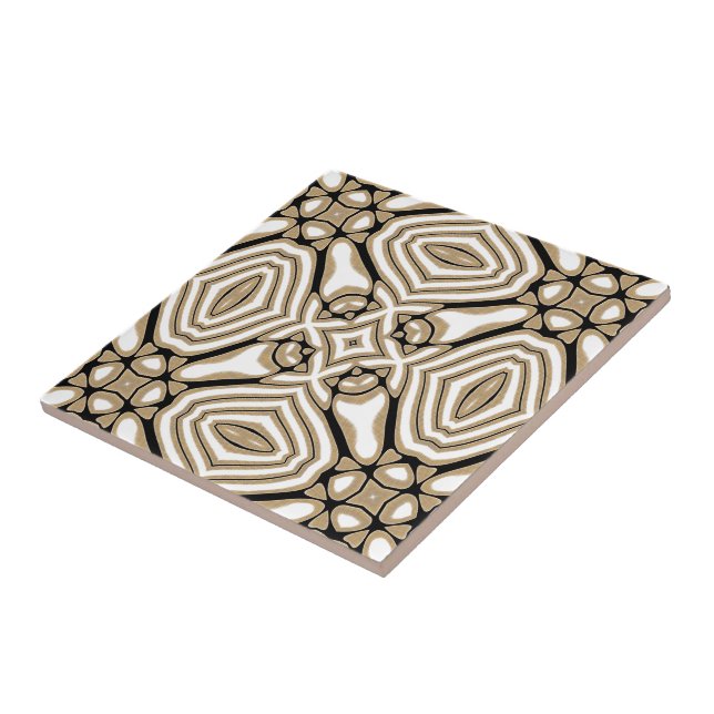 Taupe Beige Brown Black White Orient Art Mönster Kakelplatta (Sidan)