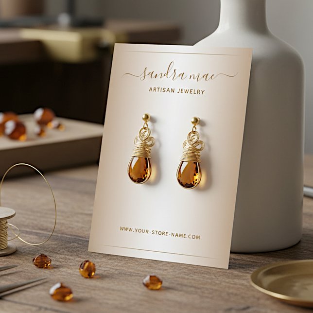 Taupe Beige Brown Ombre Jewelry Visning Card Visitkort (Skapare uppladdad)