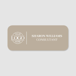 Taupe Beige Custom Business Logo Employee Magnetic Namnbricka
