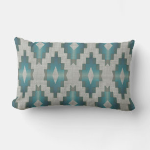 Taupe Beige Grått Light Teal Blue Art Lumbarkudde