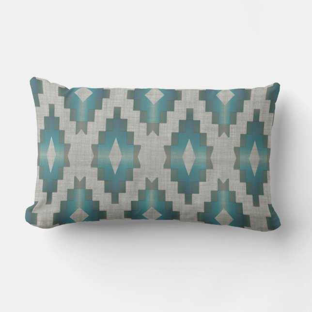 Taupe Beige Grått Light Teal Blue Art Lumbarkudde (Framsida)