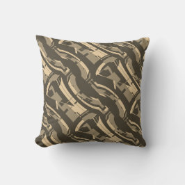 Taupe Beige on Brown Abstrakt Diagonal Art Motif Kudde