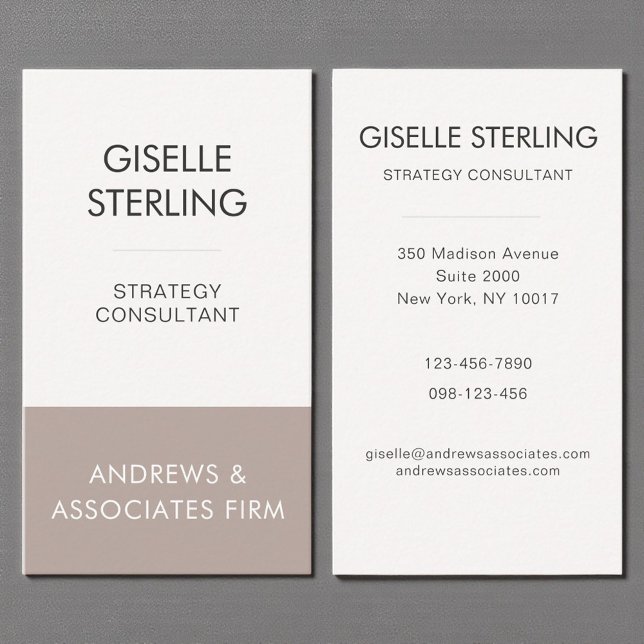 Taupe Beige Professionell Corporate Modern Elegant Visitkort (Skapare uppladdad)