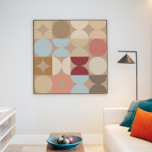 Taupe Beige  Rosa Light Blue Retro Art