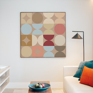 Taupe Beige Rosa Light Blue Retro Art Poster