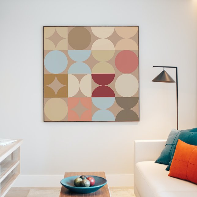Taupe Beige  Rosa Light Blue Retro Art Poster (Skapare uppladdad)