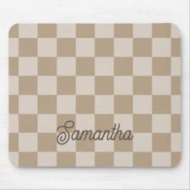 Taupe Beige Rutor Skriptnamn Musmatta