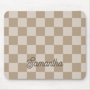 Taupe Beige Rutor Skriptnamn Musmatta