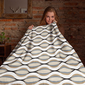 Taupe Beige Tan Grått White Black Ogee Vågar Fleecefilt