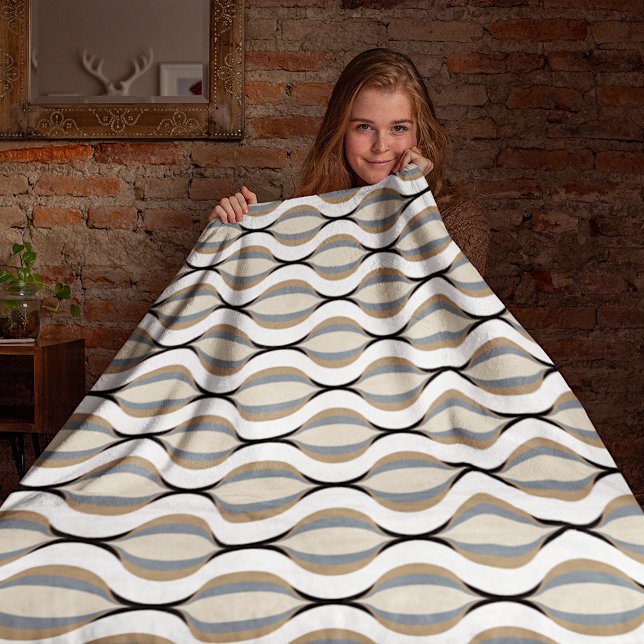 Taupe Beige Tan Grått White Black Ogee Vågar Fleecefilt (Skapare uppladdad)