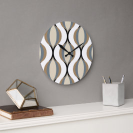 Taupe Beige Tan Grått White Black Ogee Vågar Stor Klocka
