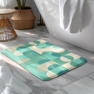 Taupe Beige Teal Blå Mintgrön Cirklar Mönster Badrumsmatta