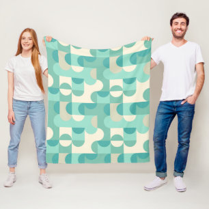 Taupe Beige Teal Blå Mintgrön Cirklar Mönster Fleecefilt