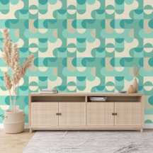 Taupe Beige Teal Blue Mint Grönt Circles Mönster