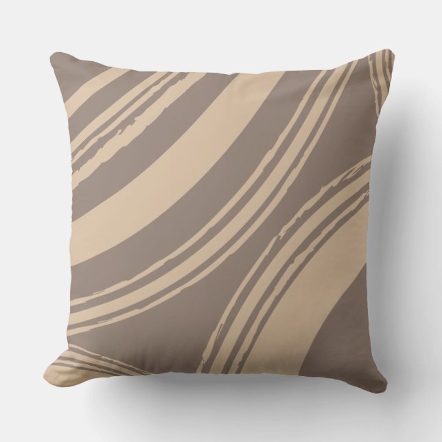 Taupe Beige Wave Circles Kudde (Framsida)