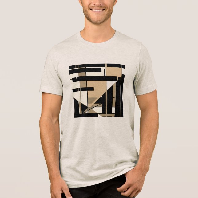 Taupe Black Tan Geometric MCM-like Art Art Design T Shirt (Framsida)