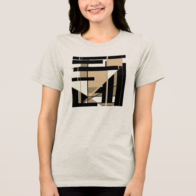 Taupe Black Tan Geometric MCM-like Art Art Design T Shirt (Framsida)
