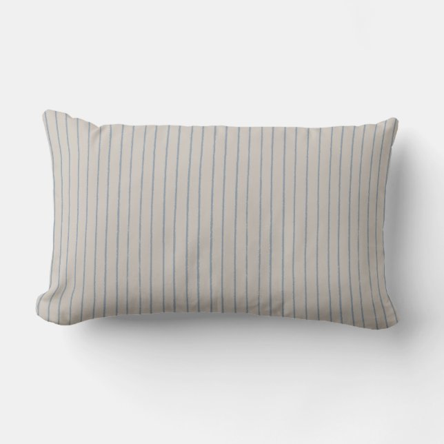 Taupe Blue Grey Stripe Minimalist Pattern Lumbarkudde (Framsida)