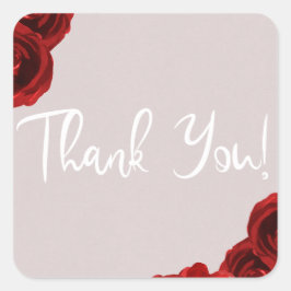 Taupe Blush Röda Vattenfärgrosor Modern Bröllop Fyrkantigt Klistermärke