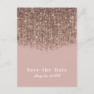 Taupe Blush Rosa Brons Glitter Spara Datum Meddelande Vykort