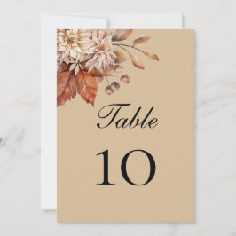 Taupe Boho Blommigt Bröllop Bordsnummer Cards