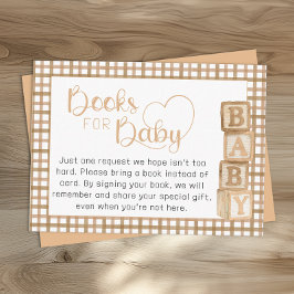 Taupe Books for Baby Card | Baby Shower Insert Tilläggskort