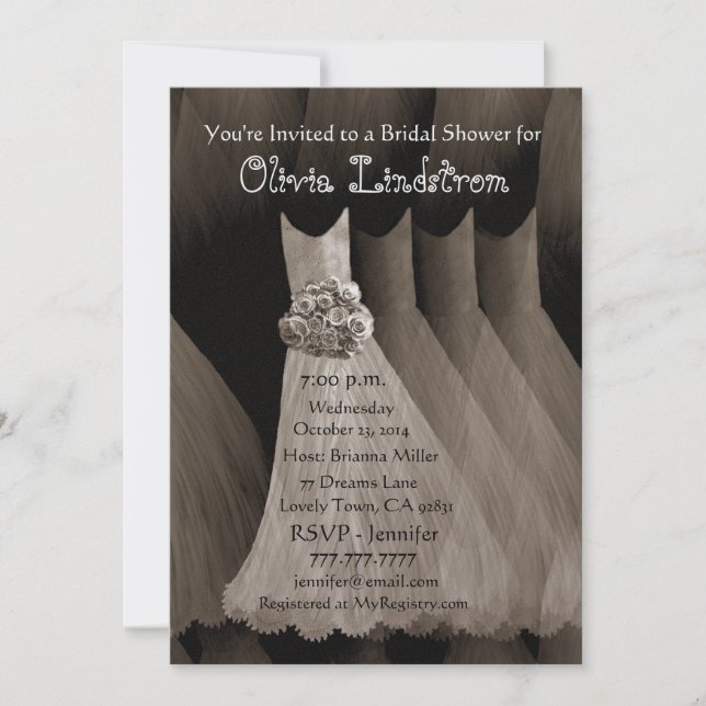 TAUPE Bridesmaid Dries Möhippa Metallisk Inbjudningar (Framsida)