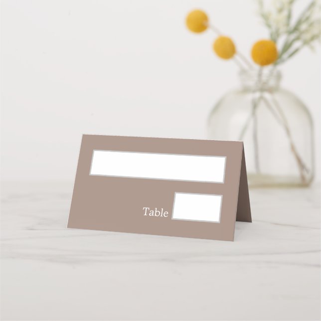 Taupe Bröllop-mappat platskort Placeringskort (Framsida)