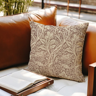 Taupe Brown Arcadia William Morris Hawthorn Kudde