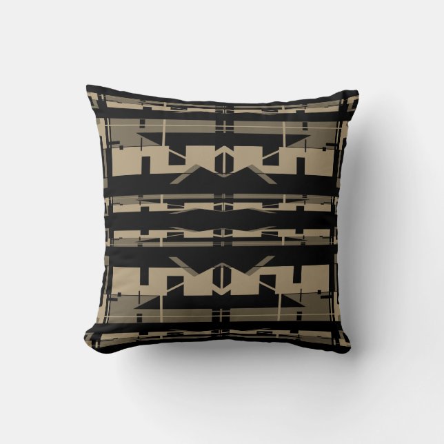 Taupe Brown Black Southwest look Symmetrical Motif Kudde (Framsida)