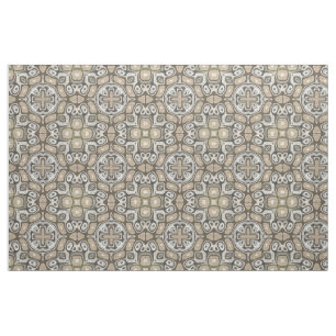 Taupe Brown Grått Beige Hip Bohemian Art Motif Tyg