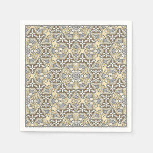 Taupe Brown Grått Beige Mosaic Kaleidoscope Möns Pappersservett