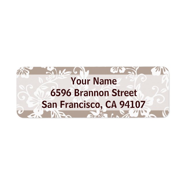 Taupe Brown Hawaiian Adressetiketters Returadress Etikett (Framsidan)