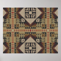 Taupe Brown Mörk Red Black Ethnic Tribal Mosaic