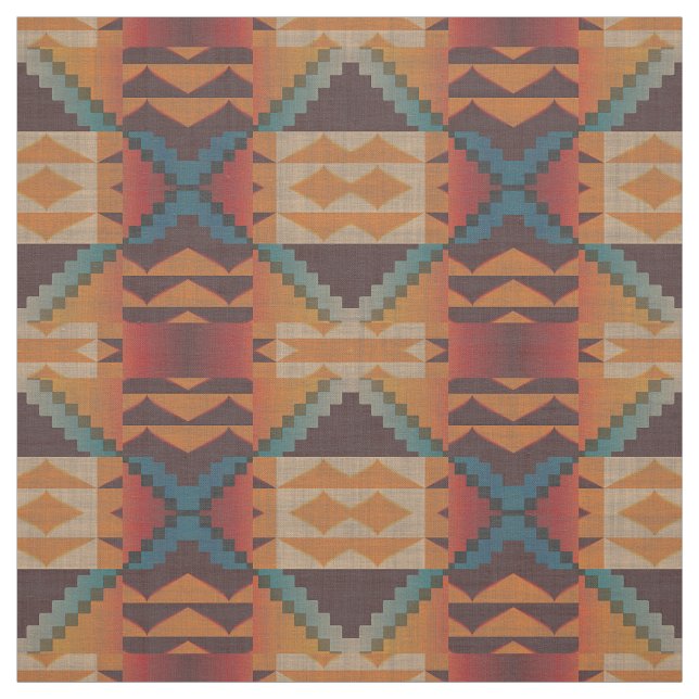 Taupe Brown Red Teal Blue Orange Ethnic look Tyg (Provkarta)