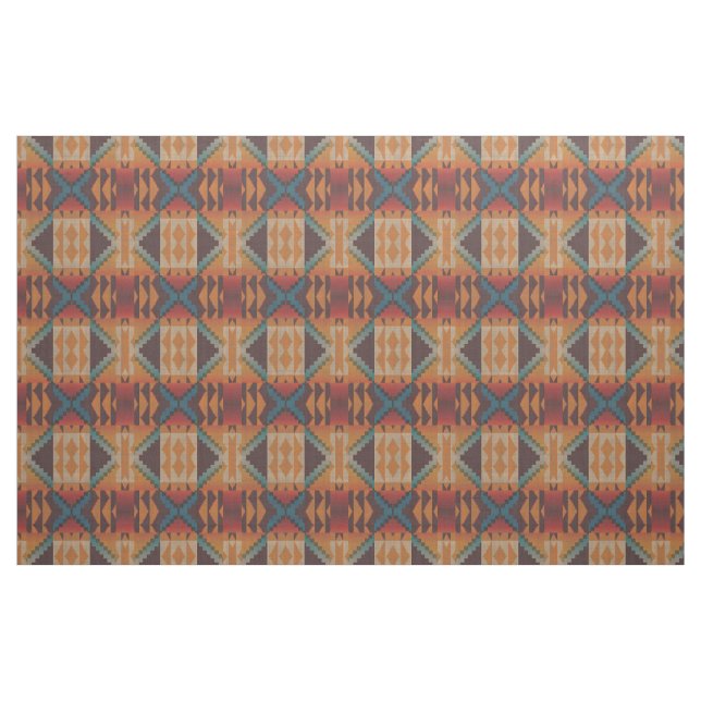 Taupe Brown Red Teal Blue Orange Ethnic look Tyg (Fat Quarter)