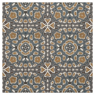 Taupe Brown Teal Blue Bali Batik Stil Mönster Tyg