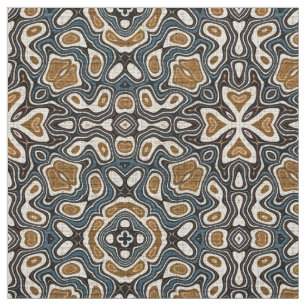 Taupe Brown Teal Blue Bali Batik Stil Mönster Tyg