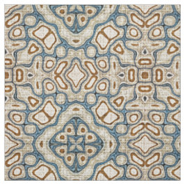 Taupe Brown Teal Blue Bali Batik Stil Mönster Tyg