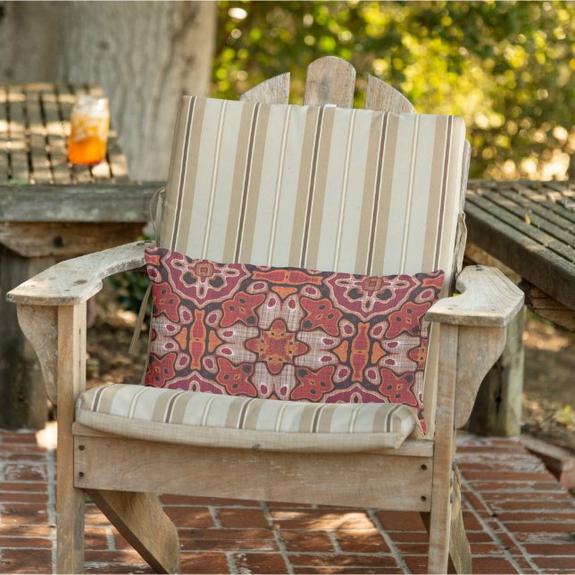 Taupe Brown Terracotta Red Orange Tribal Art Lumbarkudde (Stol)