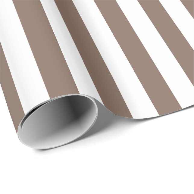 Taupe Brown/White Rand Presentpapper (Rullad Hörn)