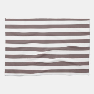 Taupe Brown & White Rand; Stripe Kökshandduk