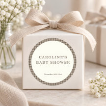 Taupe Brun Gingham Rutig Retro Babyfirande