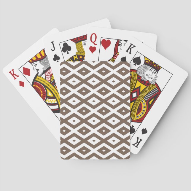 Taupe brun och vit diamant mönster casinokort (Baksidan)