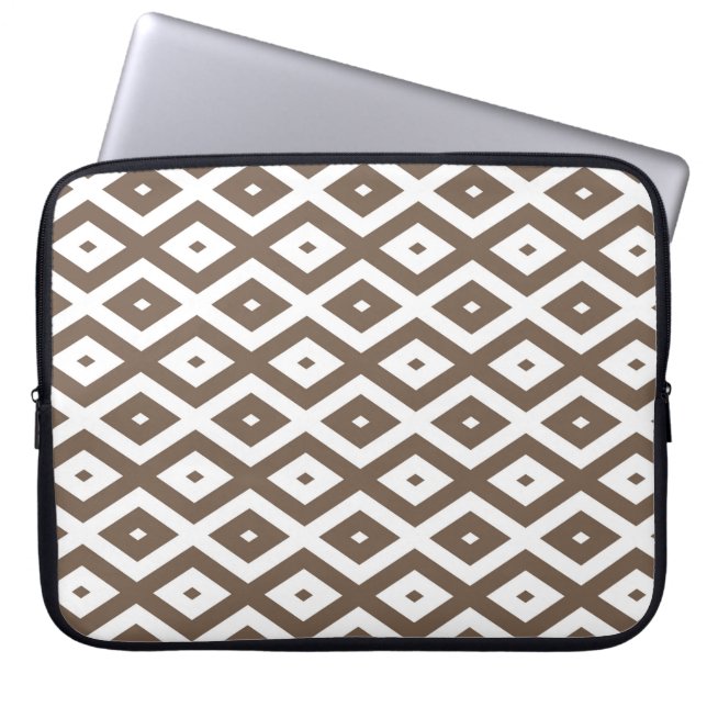 Taupe brun och vit diamant mönster laptop fodral (Framsidan)