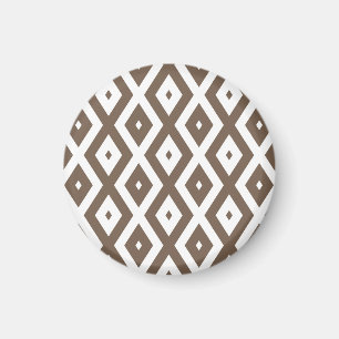 Taupe brun och vit diamant mönster magnet