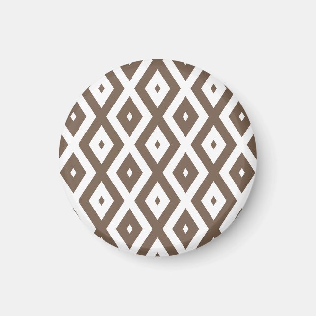 Taupe brun och vit diamant mönster magnet (Framsidan)
